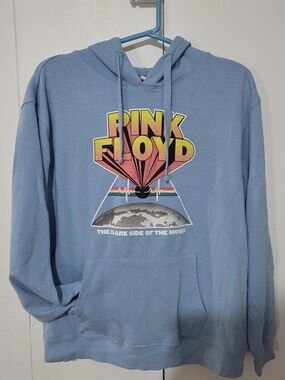 Pink Floyd The Dark Side of the Moon Light Blue Graphic Hoodie Size L